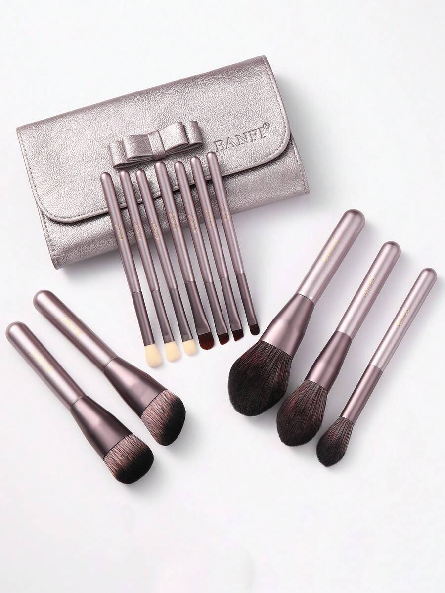 12 piezas Juego de brochas de maquillaje + 1 bolsa de almacenamiento - Multicolor - Ver 1