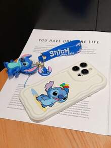 Disney Has Authorized, Phone Case - Chain Set, The Stitch Lilo & Stitch Phone Case Plus A Silicone 3D Or Fluffy Style Stitch Bracelet With Metallic Ring Removable Bracelet, Stitch And Angel Pattern, Compatible With Iphone 17/16/15/14/13/12/11/XS/XR/X Plus Pro Max, Wavy Design Phone Case For Girl, A Stylish Cartoon Summer Phone Case, The Perfect Gift Choice, Phone Protection, Durable Phone Cover, Great Gift For Friends And Family - 白色款式A - 查看 5