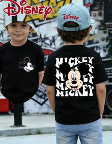 Disney Mickey Mouse Toddler Boys Graphic T-Shirt, 6 Months-3 Years, Crew Neck Short Sleeve Tee, Casual Summer Outfit For Kids, Express Delivery - màu đen - Xem 1