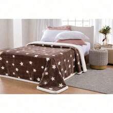 Thick Sherpa Blanket/Throw, Double Size, 2.10m X 1.90m, Double-Sided, Printed, Various Colors - 鏽棕色 - 查看 2