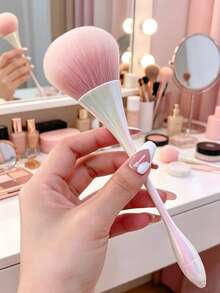 1pc [Wood-Tone] Peach Pink Nail Dust Brush, Suitable For Nails, Blush, Loose Powder, Makeup, An Ideal Acrylic Nail Tool - Multicolor - View 2