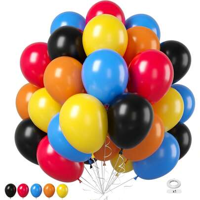 26/51pcs Racing Car Balloons, 10 Inch Car Themed Balloons In Red, Blue, Yellow, Orange, Black For Boys Birthday, Race Car Party, Baby Shower, Graduation Decoration