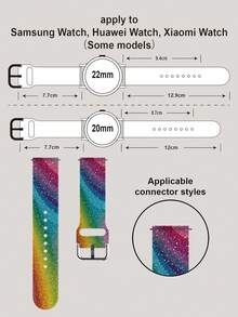 1pc Starry Sky Ombre Print Soft Silicone Watch Band, Flexible Breathable Comfortable Replacement Strap Compatible With Apple Watch 38mm 40mm 41mm 42mm 44mm 45mm 49mm (S10/S11 42)Mm (S10/S11 46)Mm, Fashionable Personalized Sports Silicone Watch Strap For Samsung, Honor Smartwatches, Compatible With Watch Series 11 Ultra 3 SE3 Ultra 2 S11 S10 SE2 9 8 7 SE 6 5 4 3 2 1, Perfect Gift For Daily, Holiday, Birthday And More - Unisex Suitable For All Ages - Multicolor - View 14