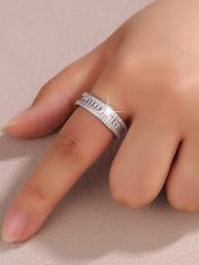 1pc Women's Ring, Luxury Exaggerated Synthetic Zirconia Inlaid Open Ring, Unique Versatile Lady Finger Ring - Open Ring - View 8