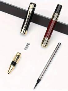 1 Metal Engraved Neutral Pen + 2 Refills + Gift Box, Personalized High-End Business Office Gift, Suitable For Men And Women, Holiday Gift, Engraved Craftsmanship - Ballpoint Pen - View 2