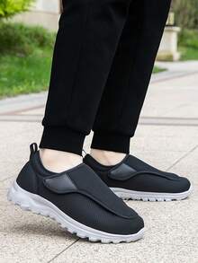 Adjustable Hook And Loop Shoes For Elderly, Middle-Aged And Older Parents With Swollen Feet, Soft Bottom, Lightweight, Wide Toe Box, Breathable, Casual Sports Shoes For Outdoor Wear - Black - View 5