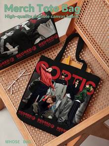 2pcs CORTI/S CRT Canvas Bags, Double-Sided CORTI Green & Red Printed, Durable Canvas, Large Capacity Reusable Tote Bags, Suitable For COER Fans Daily Commute And Shopping, Designed For JAMES/JUHOON/KEONHO/SEONGHYEON/Park Woo-Joo "COLOR OUTSIDE THE LINES GREEN RED What You Want GO!" CORTI/S Debut K-Pop 5th Gen Boy Group - Multicolor - View 8