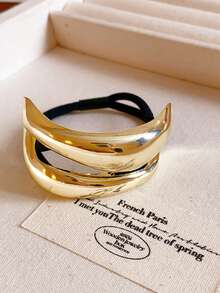 2/1pc Minimalist Hollow Double-Layer Metal Hair Tie, Elastic Hair Band For Women, Stylish Hair Accessory, Ponytail Fixing Hair Tie Hair Band, Home Hair Styling Accessory Suitable For Daily Wear, Outings, Hairstyle Embellishment, Hair Ties, Headpieces, Ponytail Clips Other Occasions, Helping You Create A Charming Look. Perfect Fashion Accessory To Match Dresses, Blouses Jeans - Multicolor - View 13