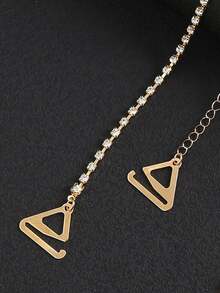 1 par de tirantes de hombro con brillantes de rhinestone para mujeres, elegante cadena corporal de cobre, tirantes de sujetador invisibles y sexys, adecuados para club y fiesta - Dorado - Ver 5