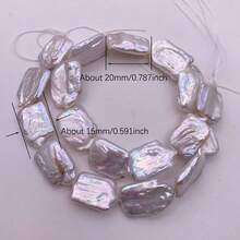 About 20mm*15mm White Colour Square Shape Natural Freshwater Pearl, DIY 1 Pc, 38cm/14.96inch - White 3 - View 3