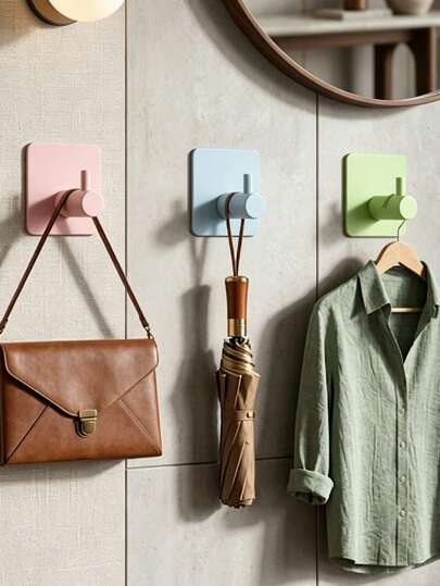 Móc treo tường tự dính nhiều màu sắc, móc treo khăn hình bánh macaron không cần khoan, móc dán chịu lực có thể tháo rời dùng cho phòng tắm và nhà bếp, móc treo áo khoác/áo choàng chống thấm nước để treo khăn tắm, bông tắm, dụng cụ nhà bếp/móc treo tường tự dính.