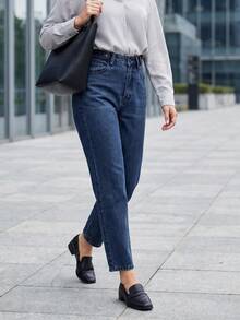 Azul retro, cintura alta, jeans, denim, azul oscuro, desplazamientos diarios, dale a tu madre un pantalón como regalo - Pantalones vaqueros 2029 - Ver 1