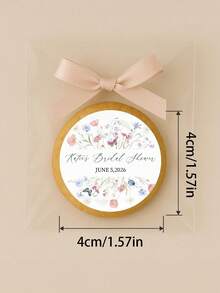 Customized Watercolor Wild Flower Bride Gift Round Stickers - Personalized Name & Date Wedding Favor Labels, Elegant Floral Gift Bag, Cookie Box Seals, Suitable For Wedding Party, Bridal Shower Decor - Multicolor - View 2