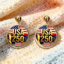 1 Pair Luxury 250th Anniversary Of USA Earrings, Independence Day Star-Spangled Banner Memorial Unique Design Accessory - Handmade Earrings - View 6