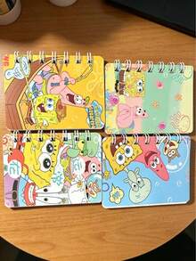 SpongeBob SquarePants 1 cuốn sổ tay bìa xoắn A7, hình hoạt hình, dày dặn, thích hợp cho việc ghi chép và viết lách. - Nhiều màu - Xem 4