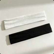2条/套 黑白纯色弹力头带，柔软防滑吸汗运动头带，弹力健身瑜伽跑步头巾，女士休闲运动配饰，适合节日、派对等场合 - 彩色 - 查看 8