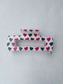 3pcs Heart Print Square Hair Clips, Women's Hair Accessories, Mother's Day Gift - Hair Claw - View 5