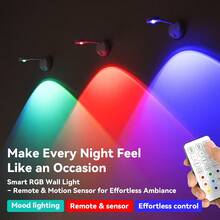 Remote Control Motion Sensor Spotlight, RGB Color Changing, USB Rechargeable Acrylic Lampshade, Plastic Semi-Recessed Detachable Spotlight, Battery Powered (1200mAh Lithium Battery), Infrared Sensor, Adjustable Brightness And Timer, Wall-Mounted Artwork Lighting - Black-rGB - View 5