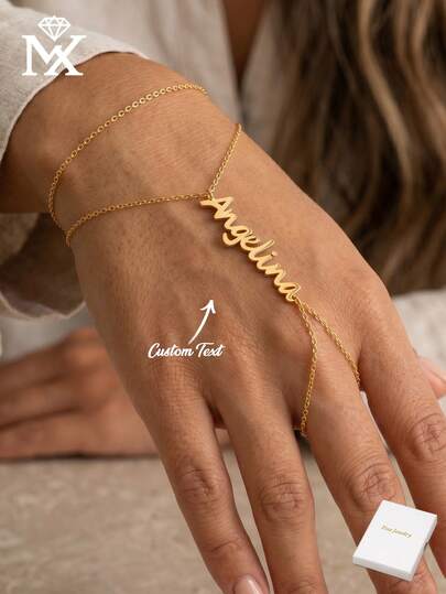 Anillo con cadena de acero inoxidable con nombre personalizado, regalo único e ideal, joyería exquisita, romántica y elegante para mujer, regalo sorpresa para ella