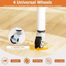 3-Tier Mobile Printer Stand Height Adjustable Wooden Storage Cart For Home Office - White - View 5