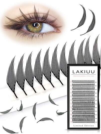 LAKIUU 200 sợi mi giả cong/nhún đầu hình hoạt hình, mi giả hoa trà không đều, mi giả thân siêu mảnh tự nhiên, thoải mái, nhiều kích cỡ 8-15mm, kiểu mi Đông Nam Á và Hàn Quốc.