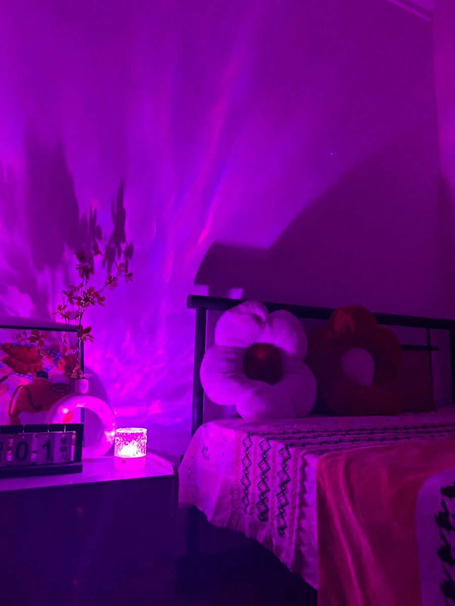 1 pieza Luz de proyección de olas LED con control táctil/remoto, 16 modos de color, alimentada por USB, adecuada para decoración de dormitorio, sala de estar u oficina, apta para adolescentes de 14 años en adelante, lámpara de pared para mesita de noche - Multicolor - Ver 1