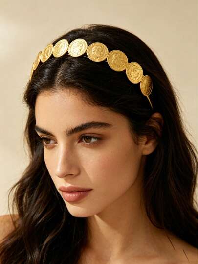 1pc 22K Gold Plated Headband, Vintage Palace Style, Middle Eastern Women's Festival Headpiece, Women's Hair Clip, Hair Accessory, Bridal Headpiece, Suitable For Wedding, Gala, Festival Occasions