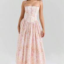 Dreamy White & Pink Floral-Print Spaghetti Strap Dress With Delicate French-Inspired Design, Slimming Ditsy Pattern & Soft Flowy Hem For Effortless Everyday Chic, Camping Trips & Party Nights In Ethereal Sexy Style Party Dresses For Women Vestidos Elegantes Para Fiesta - 碩大的杏花 - 查看 8
