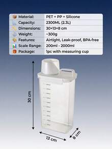 Airtight Container 2300ml 24x13x8cm W/Scale Leak-Proof For Soap/Softener Kitchen/Bath Gift - Multicolor - View 5