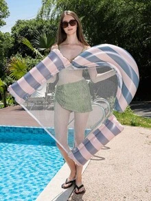 Adult Inflatable Striped Hammock Floating Chair, Water Floating Bed With Net - Multicolor - View 3