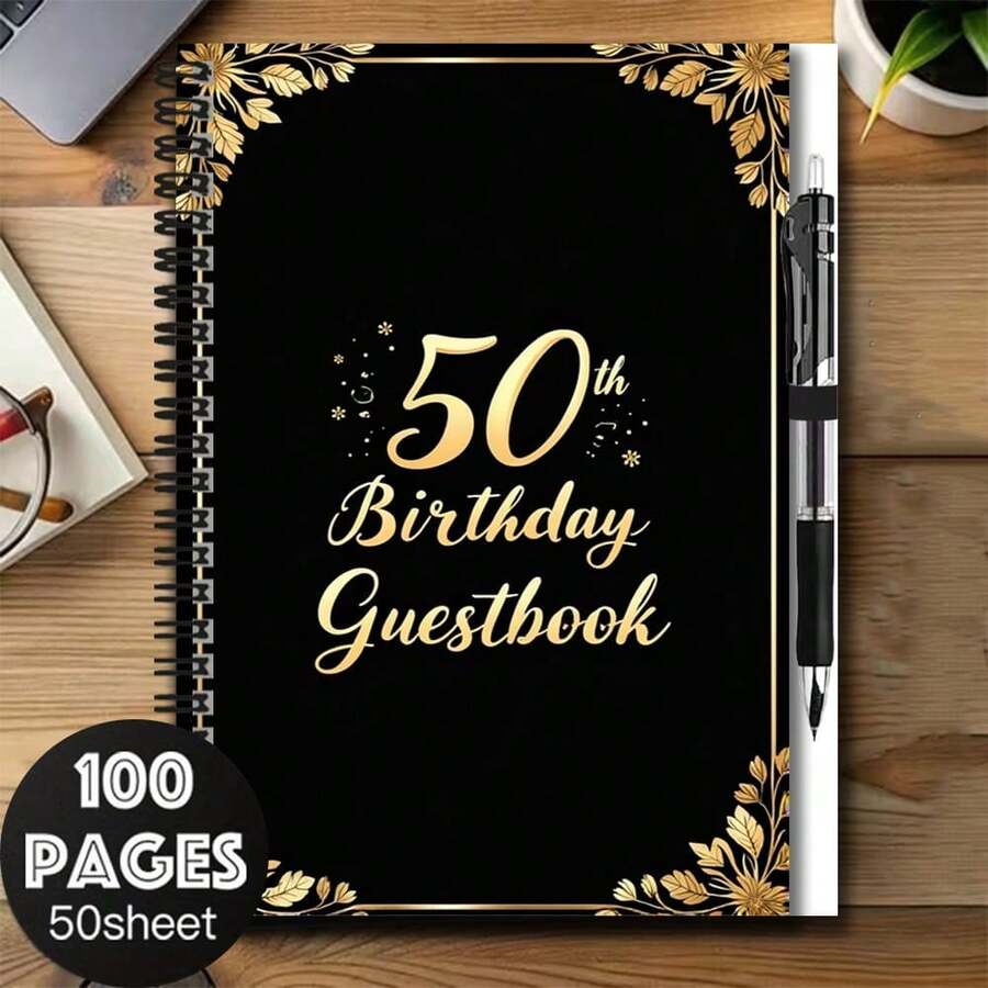 一套黑金奢华50岁生日螺旋笔记本套装,配精美钢笔,100页大容量,适用于工作、学习、日常计划。生日专属,也适合毕业、日记等场合,品质实用,是馈赠佳品。 - C款+一支筆 - 查看 1