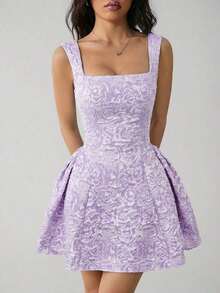PETITE Vestido midi blanco sin mangas de unicolor para mujer, simple y casual para uso diario - Púrpura malva - Ver 12