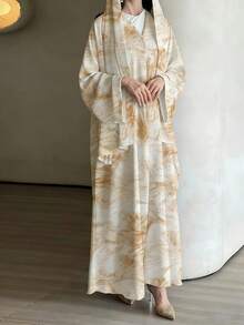 Women's Fashionable Printed Casual Robe, Elegant Robe Suitable For Daily Casual, Travel, Holiday, Vacation Or Party Occasions - Yellow - View 1