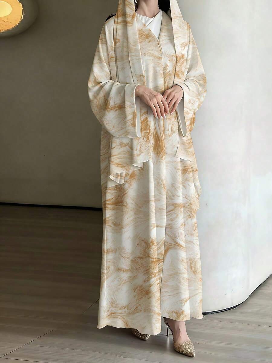Women's Fashionable Printed Casual Robe, Elegant Robe Suitable For Daily Casual, Travel, Holiday, Vacation Or Party Occasions - Yellow - View 1