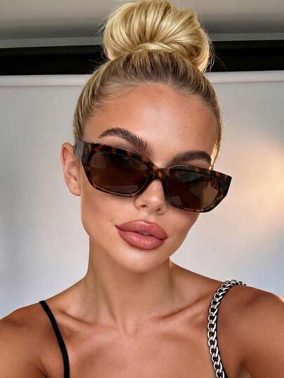 1 Pair Unisex Leopard Print Small Frame Bohemian Style Sunglasses, Suitable For Parties, Travels, Music Festivals, Sports, Driving, Holidays, Beaches, Outings, Summer Accessories, Vacations, UV Protection, Golf, Hiking, Elegant Outfits, Street Style, Outdoor Activities, Fishing, Holidays, Sun Protection, Vacation