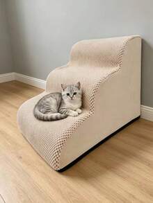 米色宠物攀爬梯，底部防滑，柔软耐磨，可拆卸清洗，非常适合受伤或年老的狗狗以及关节疼痛的宠物。 - 米色 - 查看 3