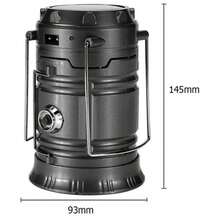 Solar-Powered Camping Lantern With White Light + Flame, 3-In-1 Handheld Flashlight, USB Rechargeable Lamp - Dorado - View 3