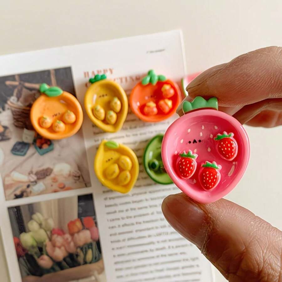 7 Buah Magnet Kulkas Piring Buah Lucu, Stiker Magnet Musim Panas, Magnet Kulkas Kartun Semangka & Stroberi, Cocok Untuk Kamar, Dapur, Dekorasi Rumah