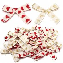 10pcs/Pack 6X7mm Heart Shaped Bow Ribbon, Versatile Embroidered Cotton Ribbon, Single Layer Bow Decor For Clothing, Bags, Gifts, Holiday Packaging - Heart-shaped Bow - View 4