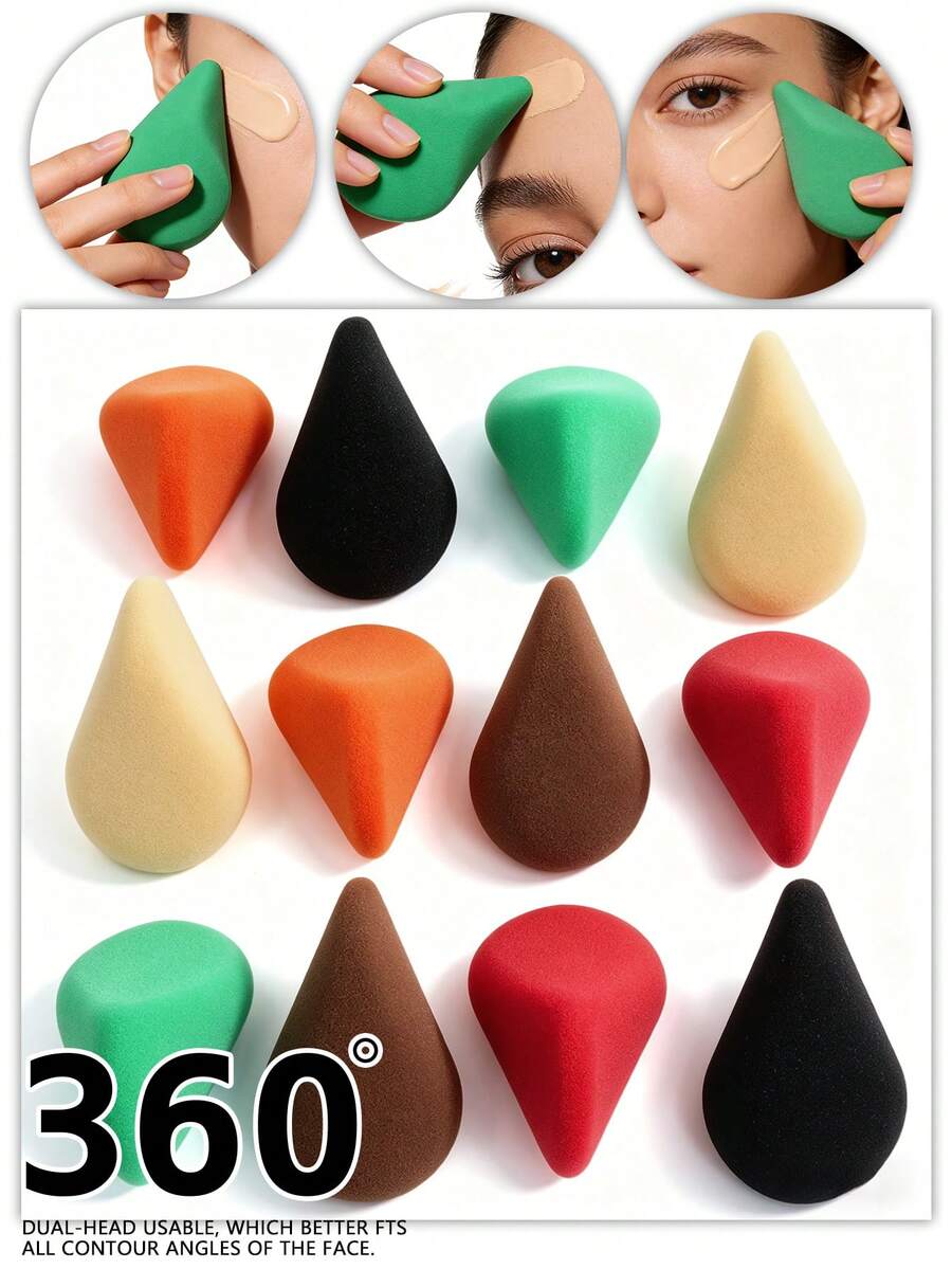Polygon Makeup Sponges, Ultra Soft, Wet & Dry Use Makeup Puff For Foundation Powder BB Cream, Unscented Polyurethane Material, Multiple Specifications Available - Multicolor - View 1