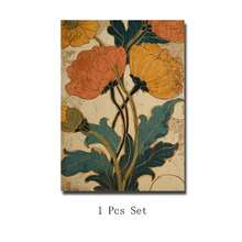 Set 1 Lukisan Dinding Kanvas Bunga Kuning Gaya Mid Century Modern | Cetakan Botani Jepang untuk Ruang Tamu dan Kamar Tidur, Tanpa Bingkai/Dengan Bingkai - A - View 12