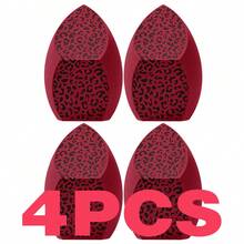 Leopard Print Red Makeup Sponge Set, Large 3-Cut Design, Wet & Dry Use Foundation Sponge, Soft Latex-Free Cosmetic Puff For Liquid Foundation, Cream, Powder, Concealer & Blush, Reusable Makeup Sponges In 2/4/6/8/12 PCS Options - Multicolor - View 14