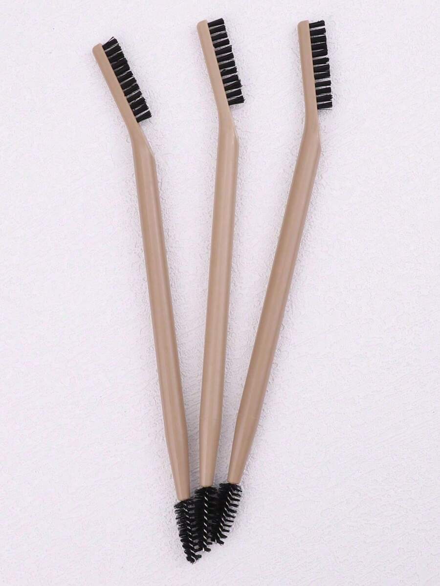 3件套一体式双头化妆刷,螺旋眉刷和睫毛梳,眉毛修饰工具,便携式化妆刷,眉刷,眼影刷,睫毛梳,睫毛梳,礼品单支双头眉刷睫毛夹斜角螺旋眉刷化妆刷,两用便携式化妆工具 - 雙頭刷 - 查看 1
