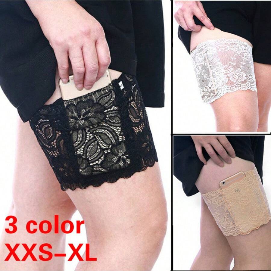 防滑大腿手机袋,采用升级版内置防滑硅胶固定技术,隐形内裤设计,可穿戴口袋,无缝隐藏结构,多种纯色可选,尺码齐全(XXS-XL),精致蕾丝边工艺,采用超柔软透气蕾丝面料制成。 - 多色 - 查看 1