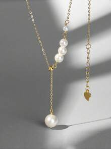 1pc Women's S925 Sterling Silver Tassel Necklace New Style Collarbone Chain Pearl Pendant Neck Chain Niche Luxury Suitable For Daily Wear - #1 - View 9