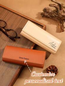 Customizable Personalized Genuine Leather Glasses Case, Can Add Name/Text/Date/Logo, Personalized Genuine Leather Glasses And Fashion Glasses Case, Vintage Leather Glasses Case For Men And Women - Multicolor - View 6