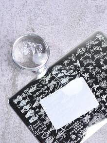 3 khuôn dập móng tay kiểu Trung Quốc họa tiết mây, hoa mẫu đơn và hoa diên vĩ, làm bằng thép không gỉ. - Bạc - Xem 4