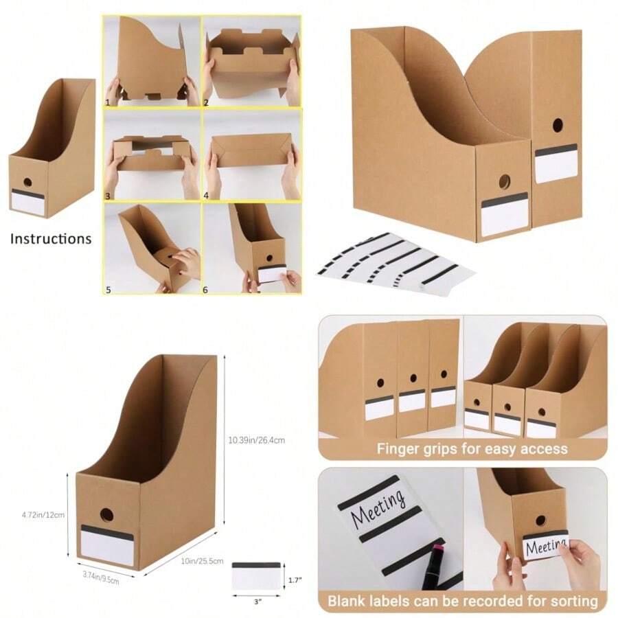 Paquete de 35 soportes de cartón para revistas organizador de archivos organizador de archivos de computadora para escuela oficina y hogar 10.12 x 3.78 x 10.43 pulgadas café - Marrón - Ver 1