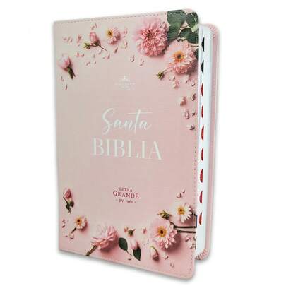 Biblia RV1960 Supreme flores rosa Imitación piel, Con Índice, Tamaño Manual 12.5 puntos