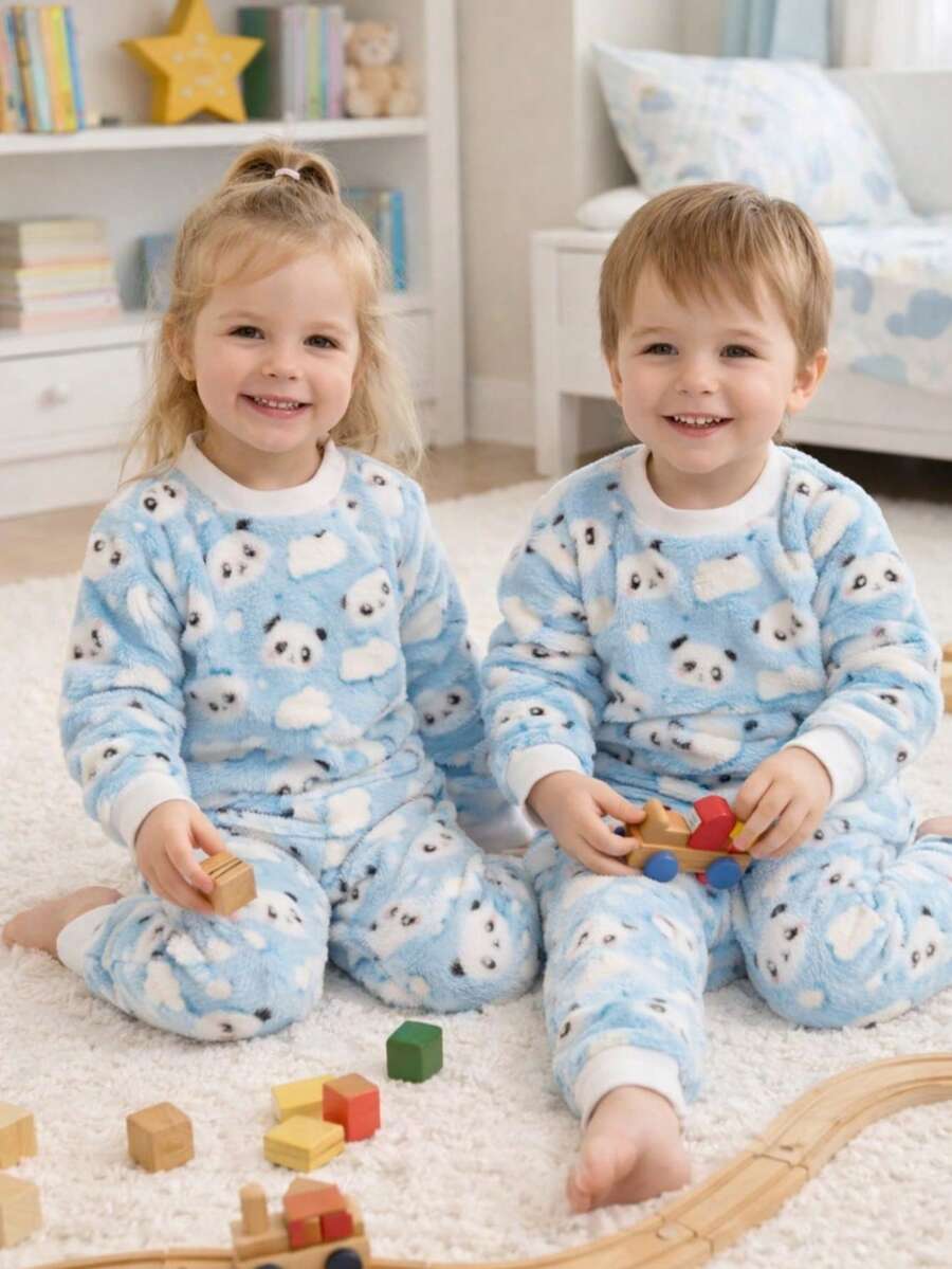 Children's Unisex Glow-In-The-Dark Panda Pajamas REF: 1542 - BLUE PANDA - View 1